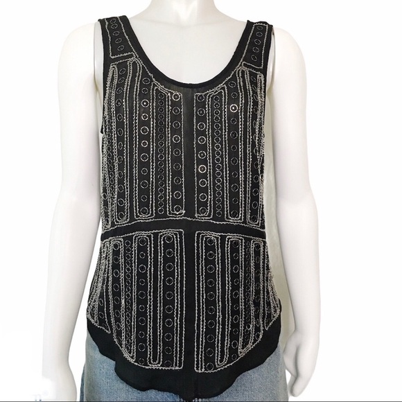 Parker Blair Embellished Black Sleeveless Cami Tank Top Size XS - Picture 7 of 14